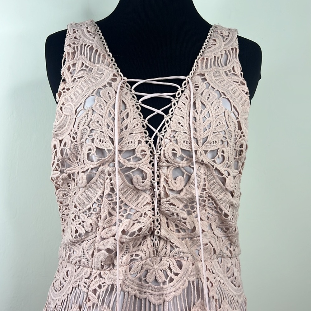 SAYLOR Elana Lace Up Fringe Dress S - Picture 5 of 9